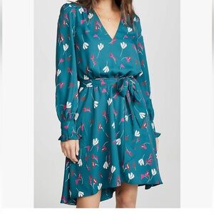 Joie Marlayne Floral Long Sleeve V-Neck Dress with Belt Ladies XS